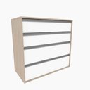 Ver imagem 1 de Cômoda 4 Gavetas Co19 Nova Mobile 84,7x90x44,7cm Noce e Branco