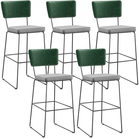 Kit 05 Banquetas Altas Bar Sala de Jantar Fixa Allana L02 Facto Verde Musgo Linho Cinza - Lyam