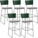 Ver imagem 1 de Kit 05 Banquetas Altas Bar Sala de Jantar Fixa Allana L02 Facto Verde Musgo Linho Cinza - Lyam