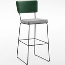 Ver imagem 3 de Kit 05 Banquetas Altas Bar Sala de Jantar Fixa Allana L02 Facto Verde Musgo Linho Cinza - Lyam