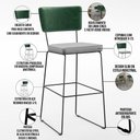 Ver imagem 4 de Kit 05 Banquetas Altas Bar Sala de Jantar Fixa Allana L02 Facto Verde Musgo Linho Cinza - Lyam