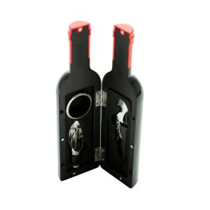 Kit para Vinho Aço Inox e Bottle Shape - 3 Peças