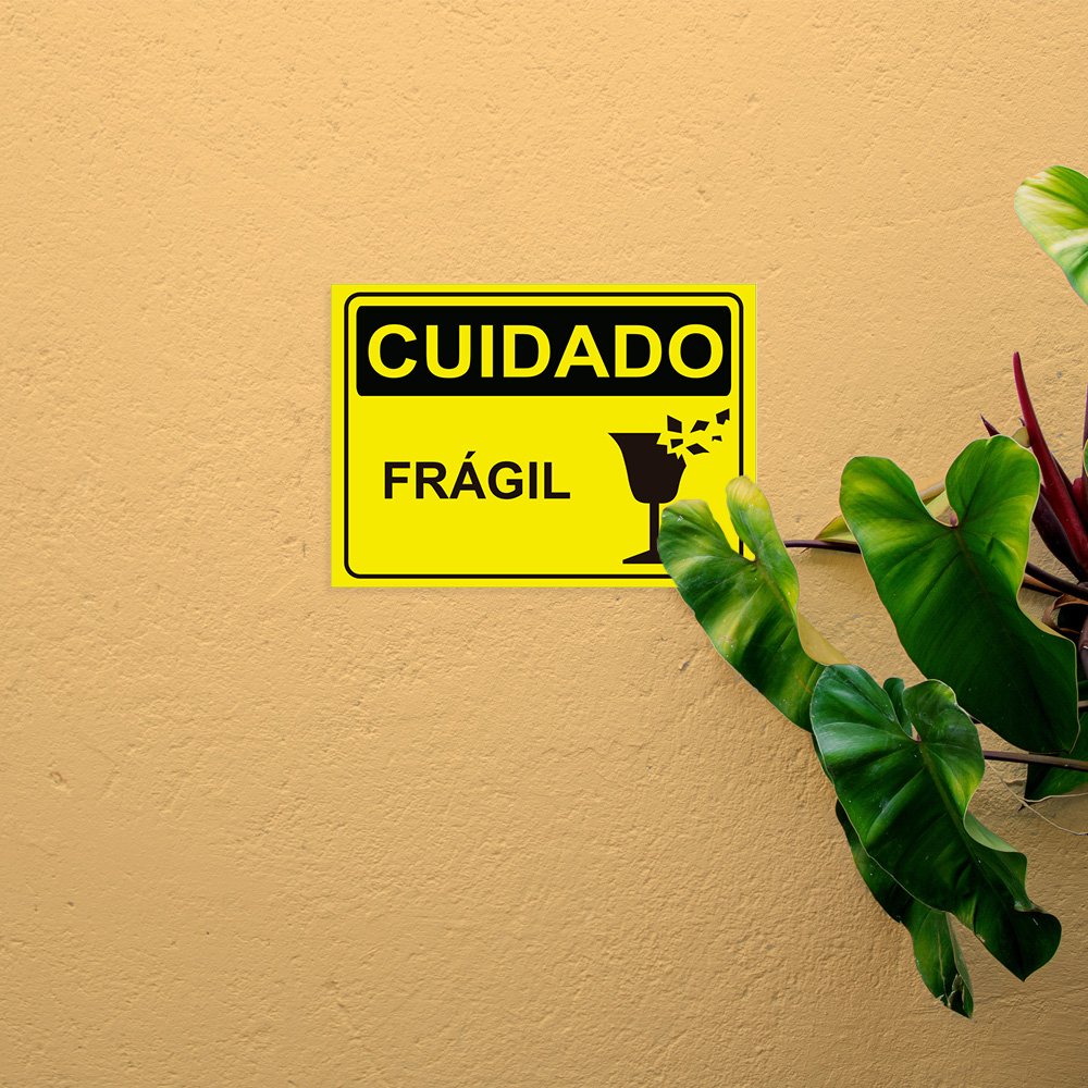 Placa de Sinalização Cuidado Frágil em Pvc - 5