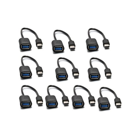Kit C/ 10 Cabo Otg Usb Tipo C P/ Celular Type C Macho P/ Usb Fêmea