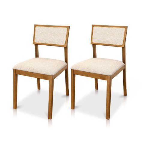 Kit 02 Cadeiras de Jantar e Living Millie Estofada Linho - Desk Design