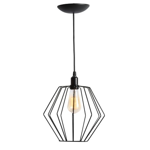 Kit 3 Pendente Aramado Poptem Balona preto luminária lustre iluminação interior sala quarto