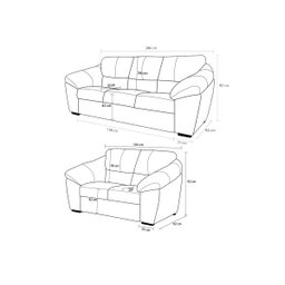 Conjunto de Sofá de Couro Floyde 3 e 2 Lugares - Manteiga - 10