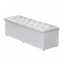 Ver imagem 3 de Cabeceira Mais Calçadeira Baú Casal 140cm Para Cama Box Courino Branco