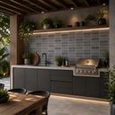 Ver imagem 2 de Papel de Parede Adesivo Azulejo Tijolinho Cinza Escuro Premium para Cozinhas e Áreas Gourmet