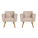 Ver imagem 1 de Kit 2 Poltronas Decorativas Isabella em Tressê Suede Bege - Ds Móveis