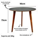 Ver imagem 2 de Mesa de Jantar Redonda Júlia de 90cm Preta - Pés em Madeira Maciça