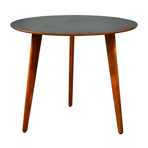 Mesa de Jantar Redonda Júlia de 90cm Preta - Pés em Madeira Maciça