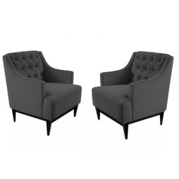 Kit 2 Poltronas Decorativa Clássica Capitonê Suede Preto - Ds Móveis - 1
