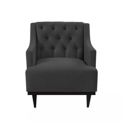 Kit 2 Poltronas Decorativa Clássica Capitonê Suede Preto - Ds Móveis - 3