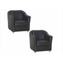 Ver imagem 1 de Kit 2 Poltronas Decorativa para Escritório e Tilla Tecido Corino Preto