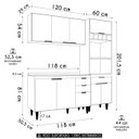 Ver imagem 4 de Armário de Cozinha com Tampo Cp02 180cm Pérola Branco Z34 - Mpozenato