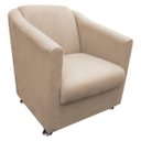 Ver imagem 1 de Poltrona Decorativa Tilla Pés Cromado Suede Bege - DS Móveis