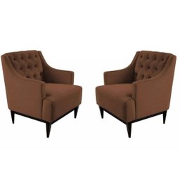 Kit 2 Poltronas Decorativa Clássica Capitonê Suede Marrom - Ds Móveis - 1