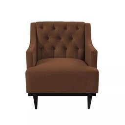 Kit 2 Poltronas Decorativa Clássica Capitonê Suede Marrom - Ds Móveis - 3