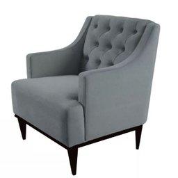 Kit 2 Poltronas Decorativa Clássica Capitonê Suede Cinza - Ds Móveis - 4