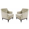 Kit 2 Poltronas Decorativa Clássica Capitonê Suede Bege - Ds Móveis - 1