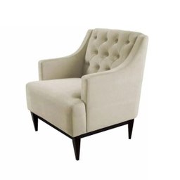 Kit 2 Poltronas Decorativa Clássica Capitonê Suede Bege - Ds Móveis - 4