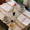 Ver imagem 4 de Trilho de Mesa Juliana - Algodão, Dupla Listra Vermelha, 50x120cm