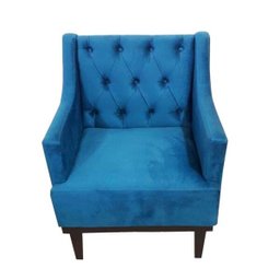 Kit 2 Poltronas Decorativa Clássica Capitonê Suede Azul Veludo - Ds Móveis - 2