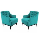 Ver imagem 1 de Kit 2 Poltronas Decorativa Clássica Capitonê Suede Azul Tiffany - Ds Móveis