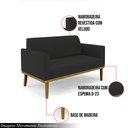 Ver imagem 3 de Poltrona Namoradeira Decorativa Isabella Pés Fixo em Madeira Castanho Veludo Preto G19 - Gran Belo