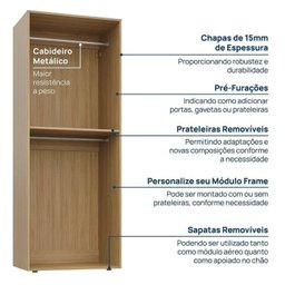 Guarda Roupa 8 Módulos 10 Portas 6 Gavetas Frame Cabecasa MadeiraMadeira   - 5