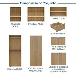 Guarda Roupa 8 Módulos 10 Portas 6 Gavetas Frame Cabecasa MadeiraMadeira   - 3