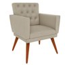 Poltrona Decorativa Pés Palito Nina Encosto Estilo Capitonê Bege - DS Móveis - 1
