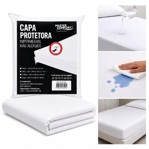Capa Protetora Colchao Queen Impermeavel 158x198 Ate 30cm Altura com Elastico Protecao Cama