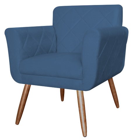 Poltrona Cadeira Isabella Decorativa Estofada Pés Palito Veludo Azul Marinho - Incasa Decor