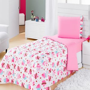 Edredom Cobre Leito Cobertor Kids Solteiro 1 Peça - Cupcake