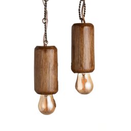 Lustre Pendente Madeira Para Teto 2 Lâmpadas P2 - 3