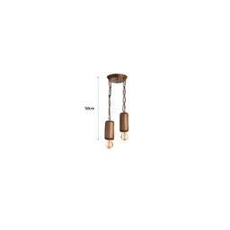 Lustre Pendente Madeira Para Teto 2 Lâmpadas P2 - 2