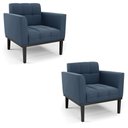 Ver imagem 1 de Poltrona Base de Madeira Fixa Preto Kit 2 Elisa Suede Azul Marinho D03 - D'Rossi
