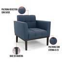 Ver imagem 6 de Poltrona Base de Madeira Fixa Preto Kit 2 Elisa Suede Azul Marinho D03 - D'Rossi
