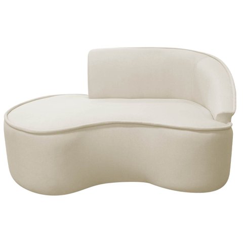 Divã Recamier Curvo Sala de Estar Recepção Marrocos 150cm Lado Esquerdo Bouclé