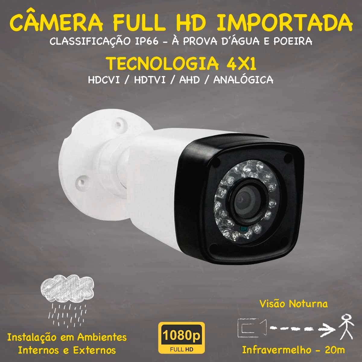 Kit 4 Cameras Segurança 1080p Full Hd Dvr Intelbras 4ch S/hd - 3