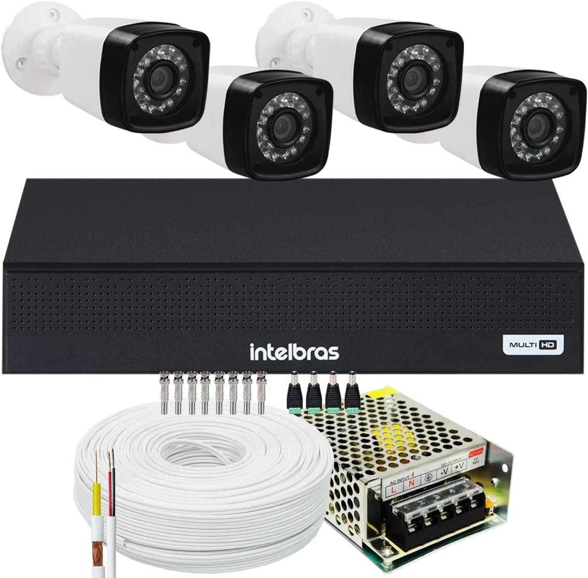 Kit 4 Cameras Segurança 1080p Full Hd Dvr Intelbras 4ch S/hd - 1