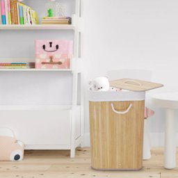 Cesto em Bambu com Tampa Retangular Organizador Decorativo - 6