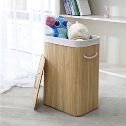 Cesto em Bambu com Tampa Retangular Organizador Decorativo - 4