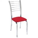 Ver imagem 5 de Kit 7 Cadeiras de Jantar Lara Cromada para Cozinha Assento Sintético Vermelho - Aurora Line