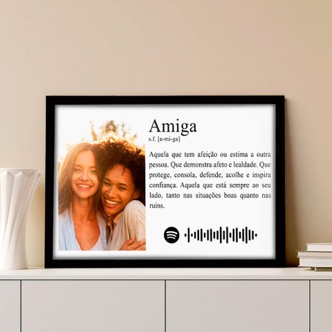 Quadro Personalizado com Foto e Música Amiga em Moldura Caixa Tacolado Papel de Parede Moldura Caixa
