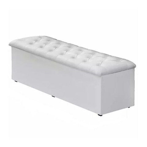Calçadeira Recamier Baú Casal Queen 160cm Sofia Corino Branco