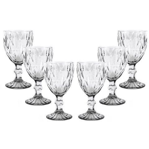 Jogo 6 Taças Vidro 320ml Diamond Transparente