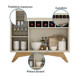 Balcão Buffet Aparador Adega Clara 1,20m Off White / Cinamomo Valdemóveis - 4 Balcão Buffet Aparador Adega Clara 1,20m Off White / Cinamomo Valdemóveis - 4